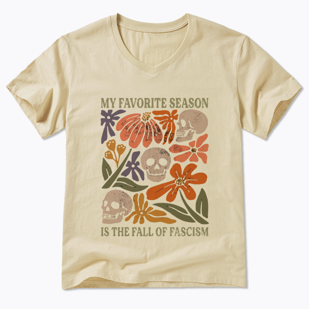 My Favorite Season Floral Skull V-Neck Classic T-Shirt