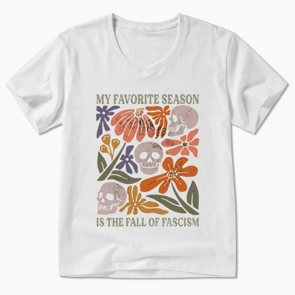My Favorite Season Floral Skull V-Neck Classic T-Shirt