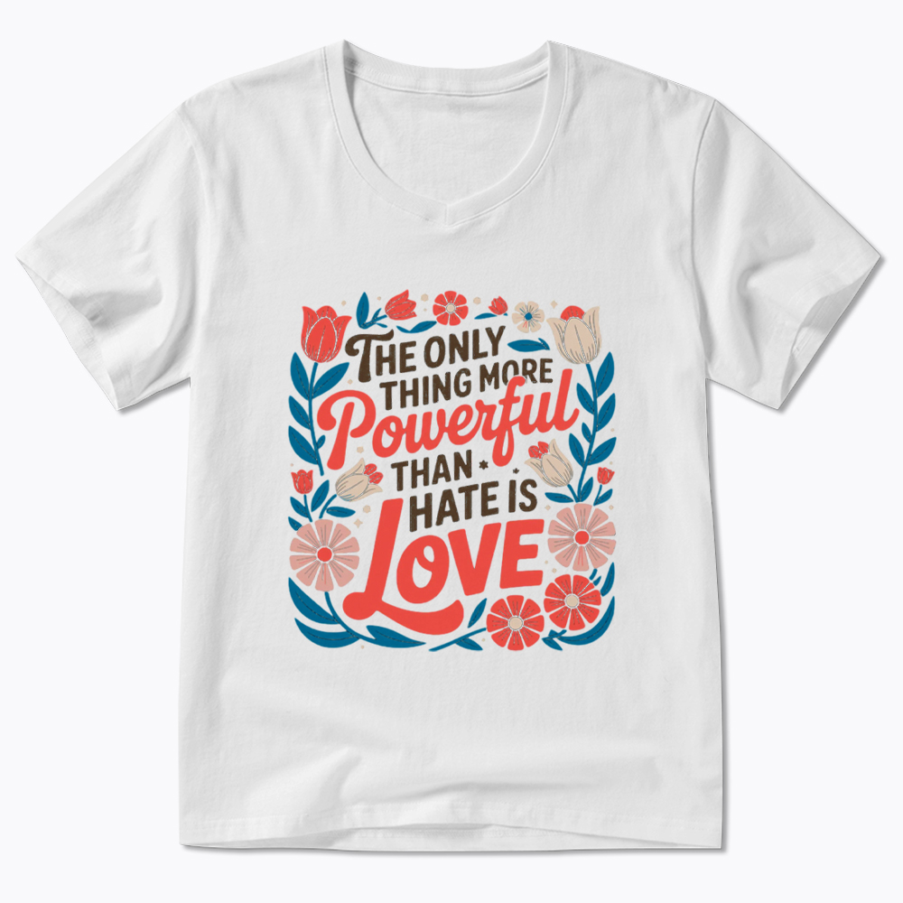 Only Thing More Powerful Than Hate Is Love V-Neck Classic T-Shirt
