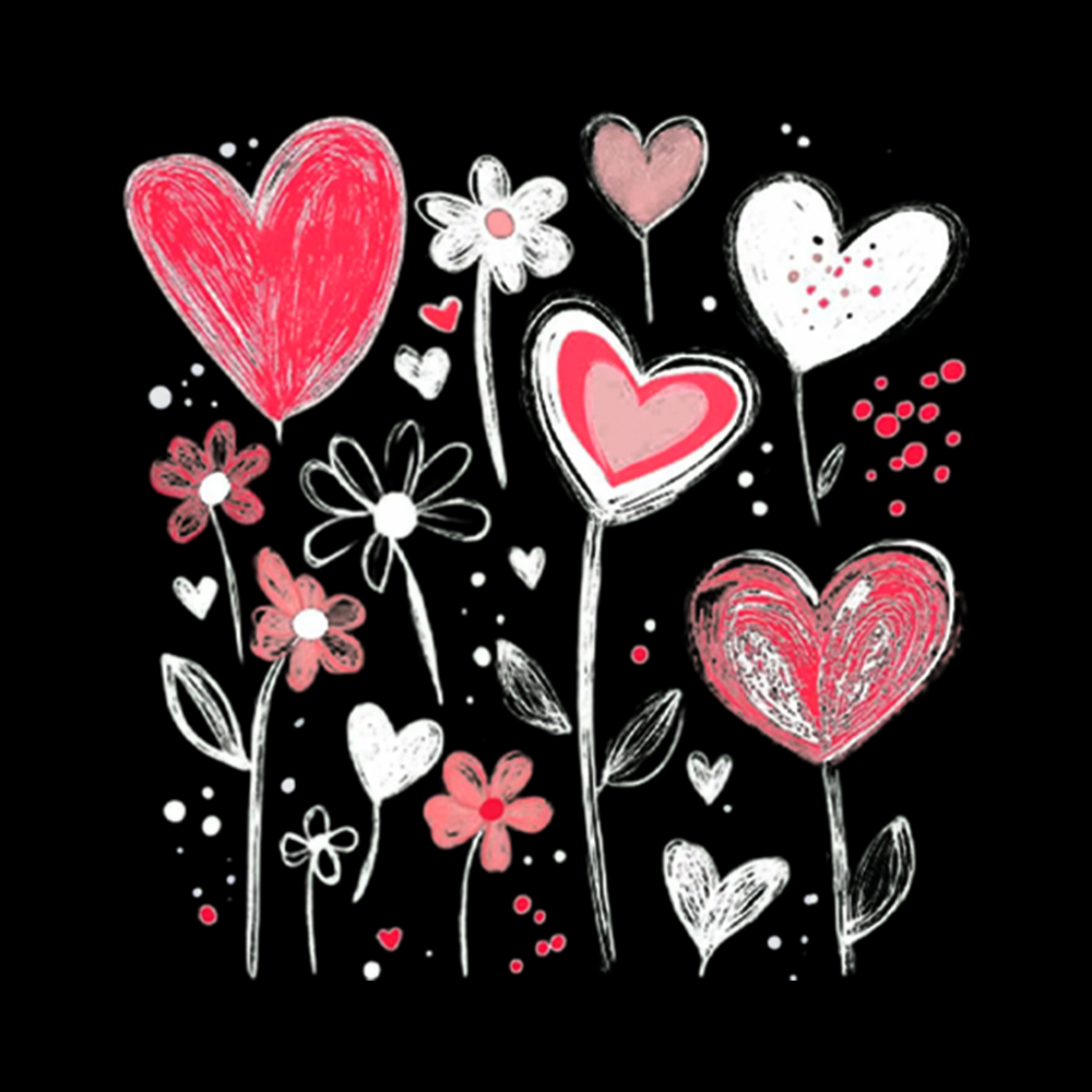 Colorful Heart Flower V-Neck Classic T-Shirt