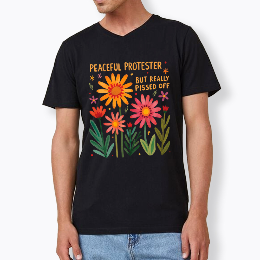 Peaceful Protester But Really Pissed Off V-Neck Classic T-Shirt