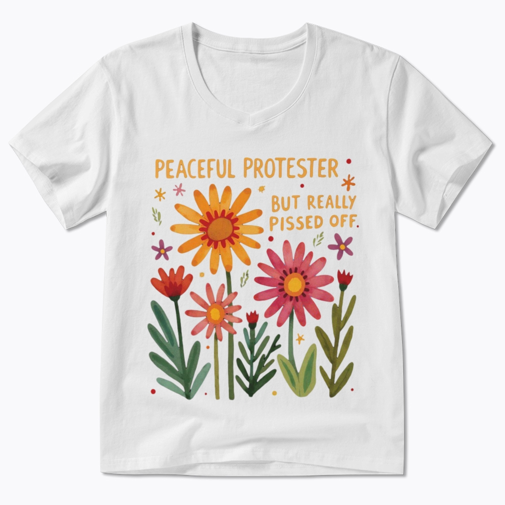 Peaceful Protester But Really Pissed Off V-Neck Classic T-Shirt
