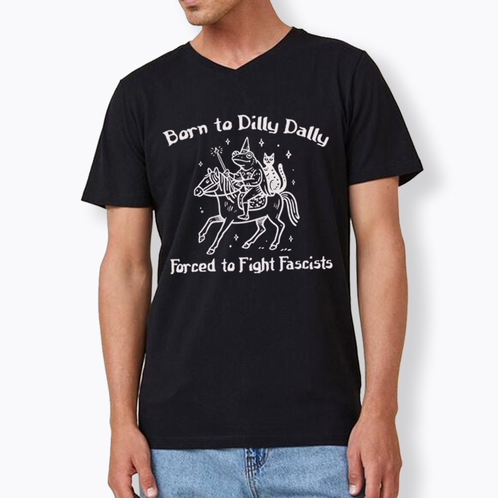Born to Dilly Dally Funny Medieval Frog V-Neck Classic T-Shirt