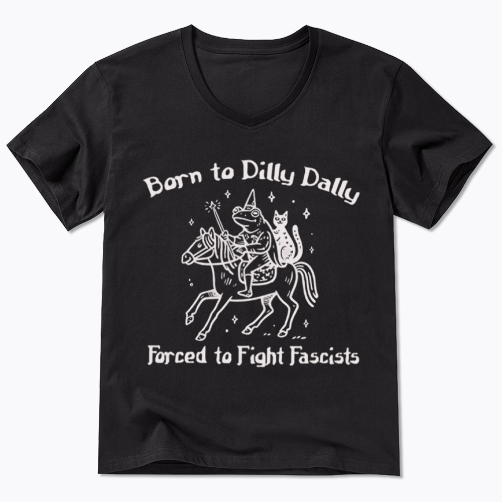Born to Dilly Dally Funny Medieval Frog V-Neck Classic T-Shirt