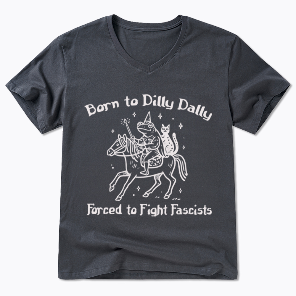 Born to Dilly Dally Funny Medieval Frog V-Neck Classic T-Shirt