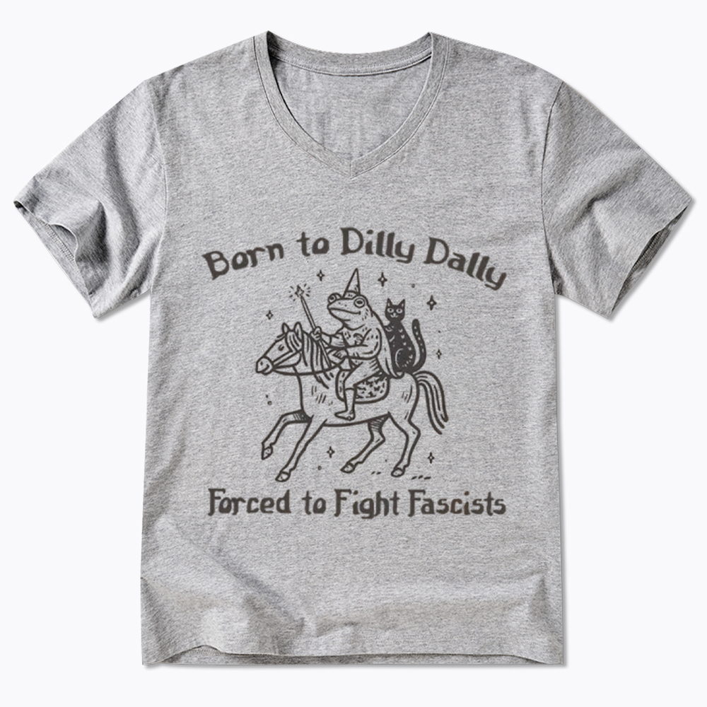Born to Dilly Dally Funny Medieval Frog V-Neck Classic T-Shirt