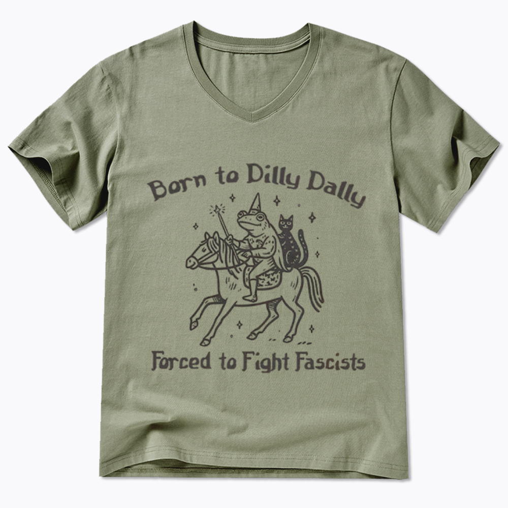 Born to Dilly Dally Funny Medieval Frog V-Neck Classic T-Shirt