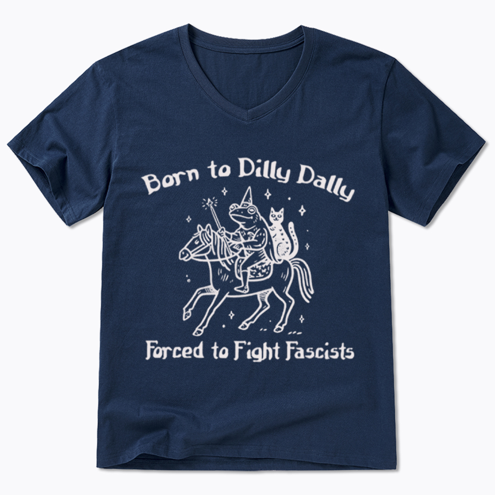Born to Dilly Dally Funny Medieval Frog V-Neck Classic T-Shirt