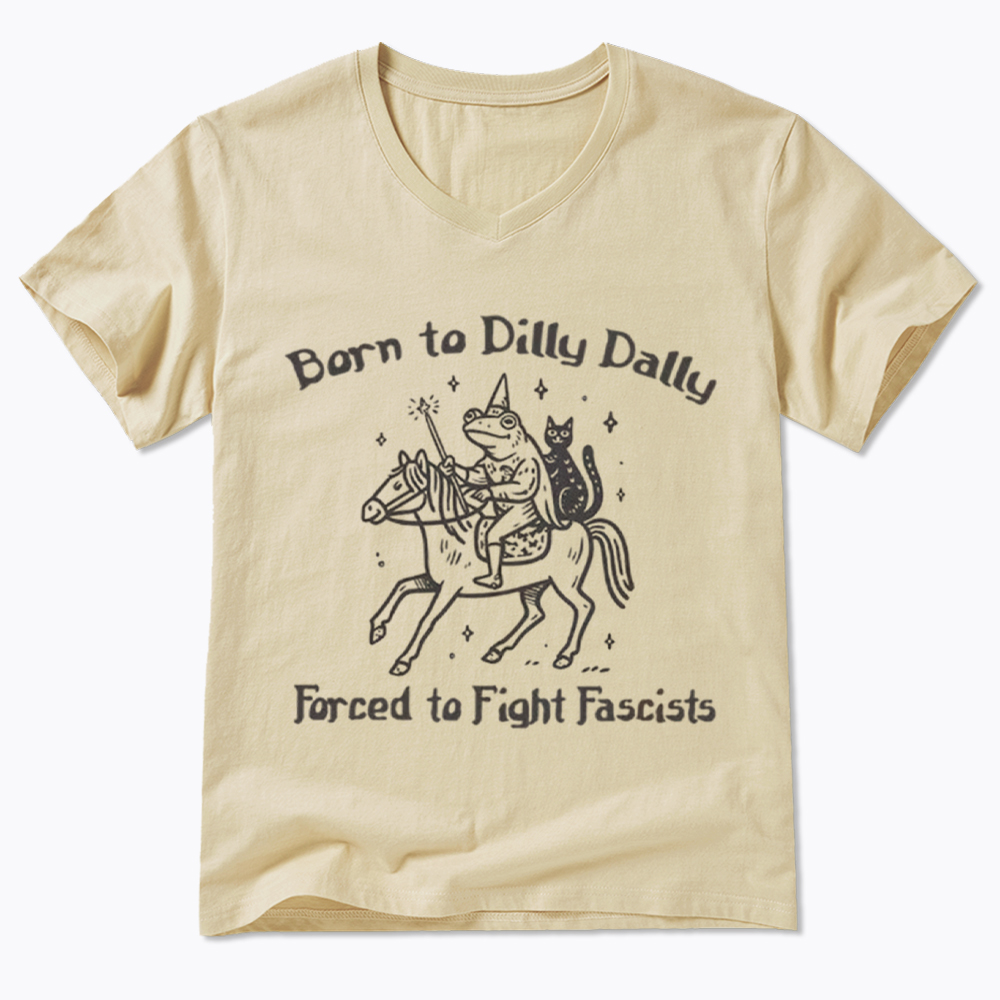 Born to Dilly Dally Funny Medieval Frog V-Neck Classic T-Shirt