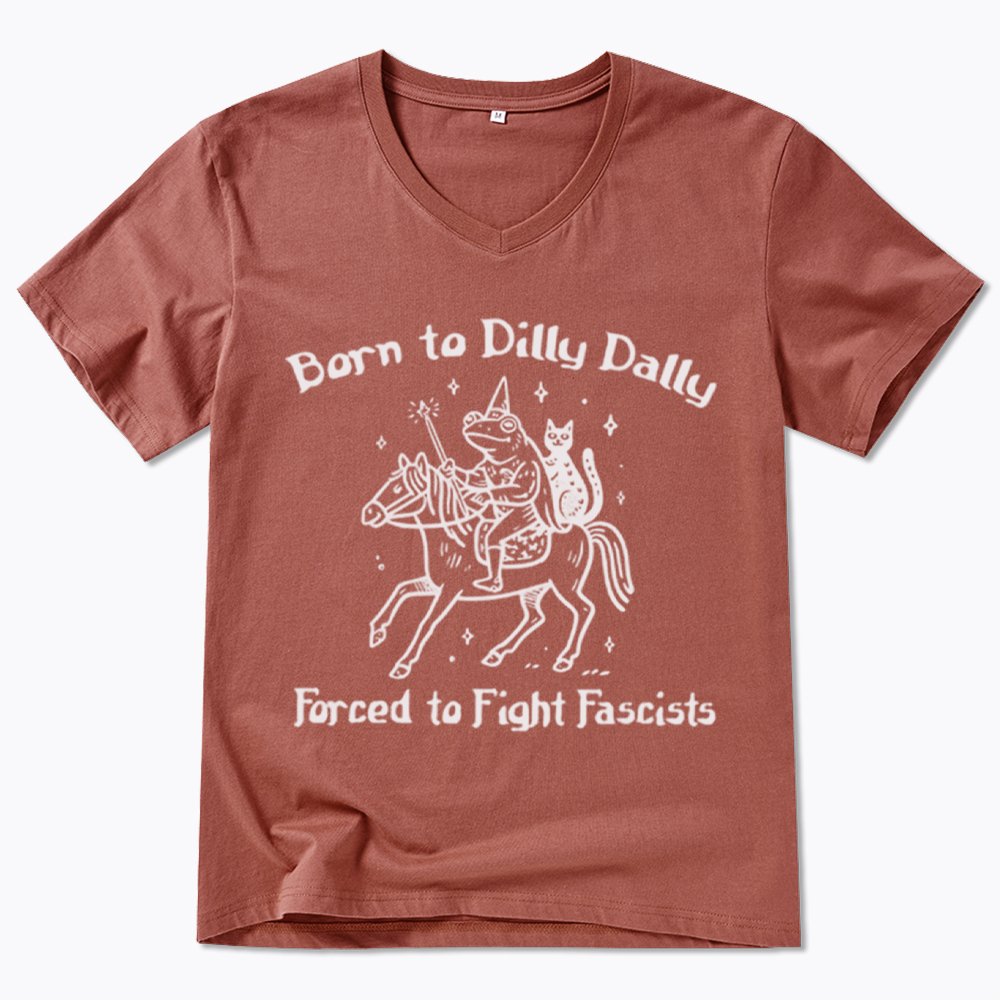 Born to Dilly Dally Funny Medieval Frog V-Neck Classic T-Shirt