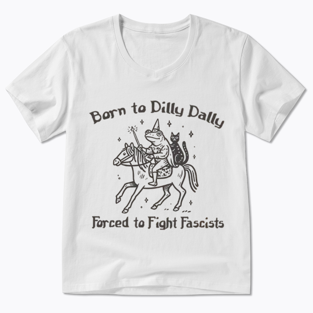 Born to Dilly Dally Funny Medieval Frog V-Neck Classic T-Shirt