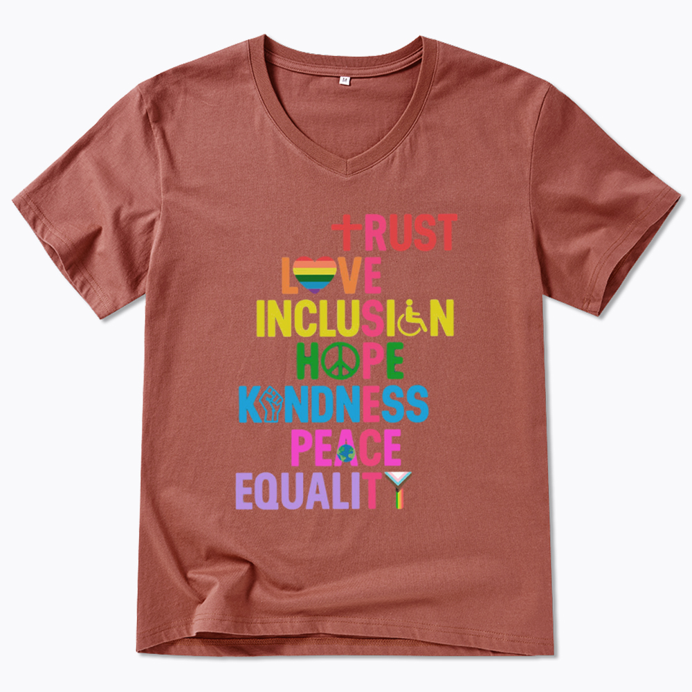 Trust Love Inclusion Equality V-Neck Classic T-Shirt