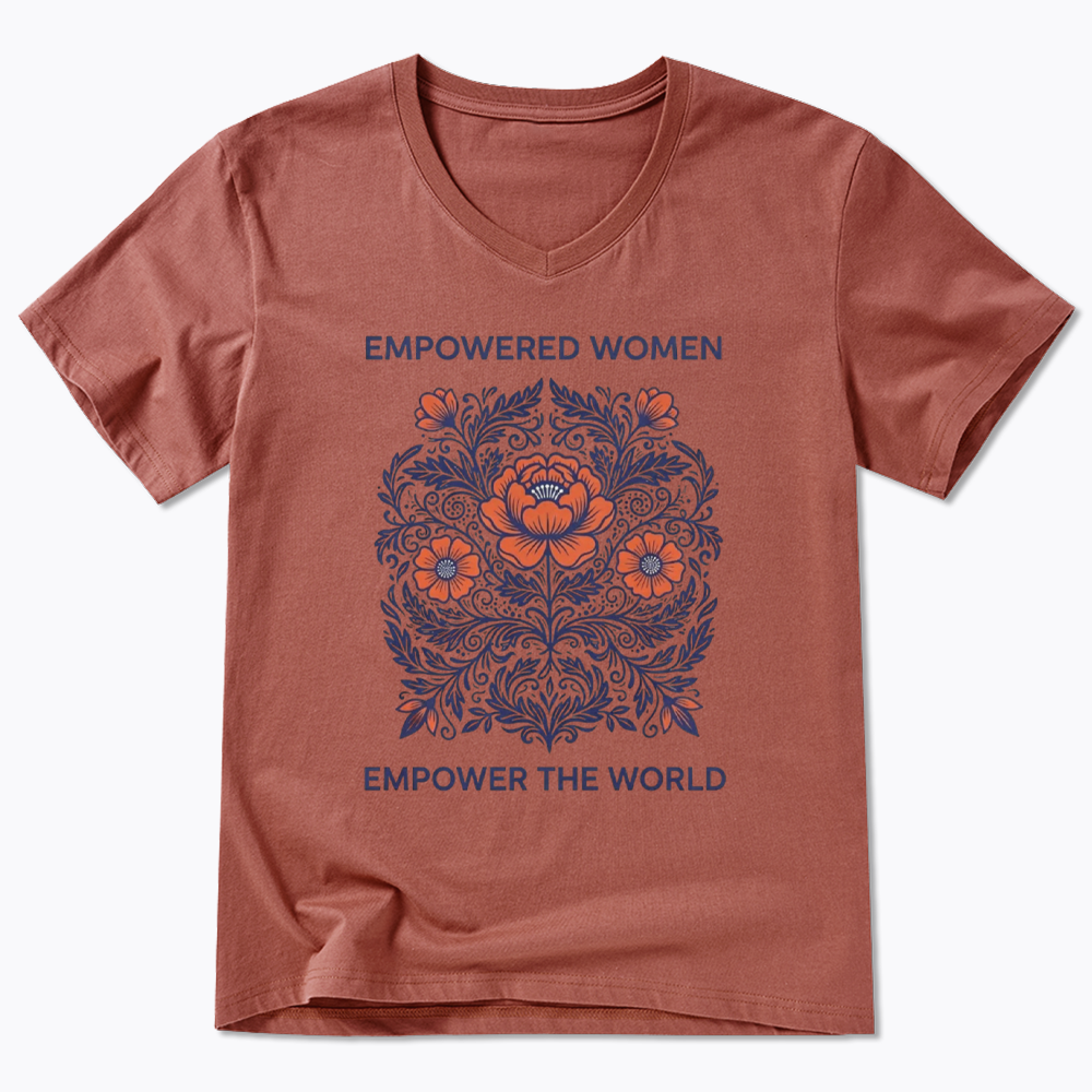 Empowered Women Floral Graphic V-Neck Classic T-Shirt
