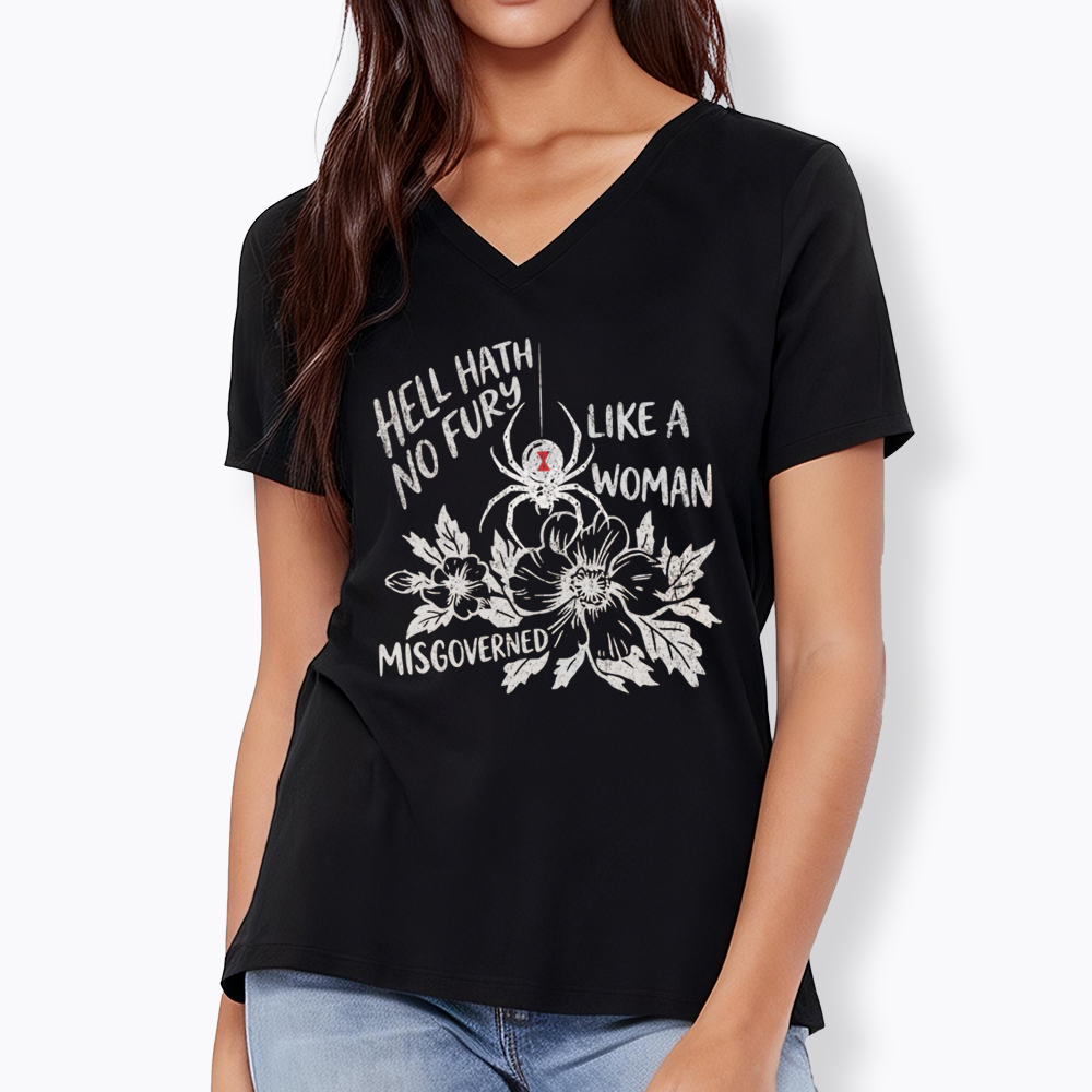 Hell Hath  No Fury Like a Woman Misgoverned V-Neck Classic T-Shirt