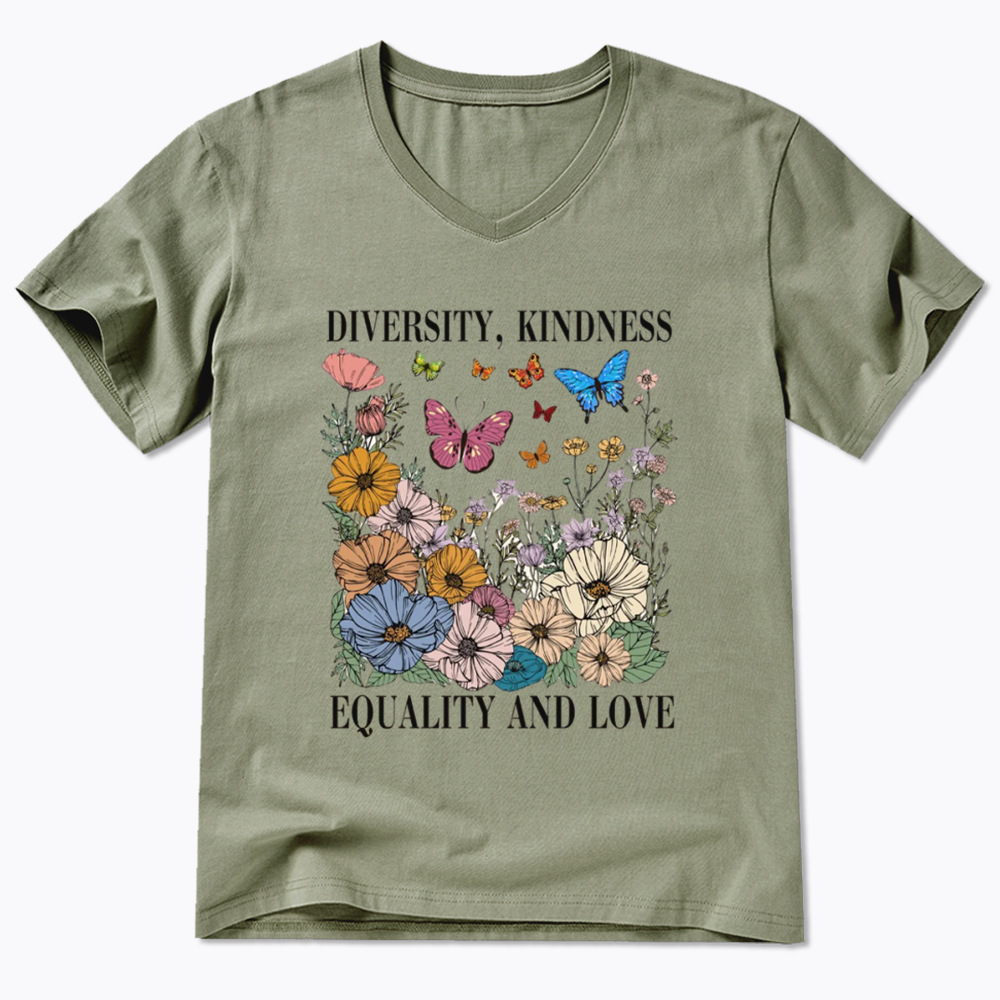 Summer Diversity Kindness Garden V-Neck Classic T-Shirt