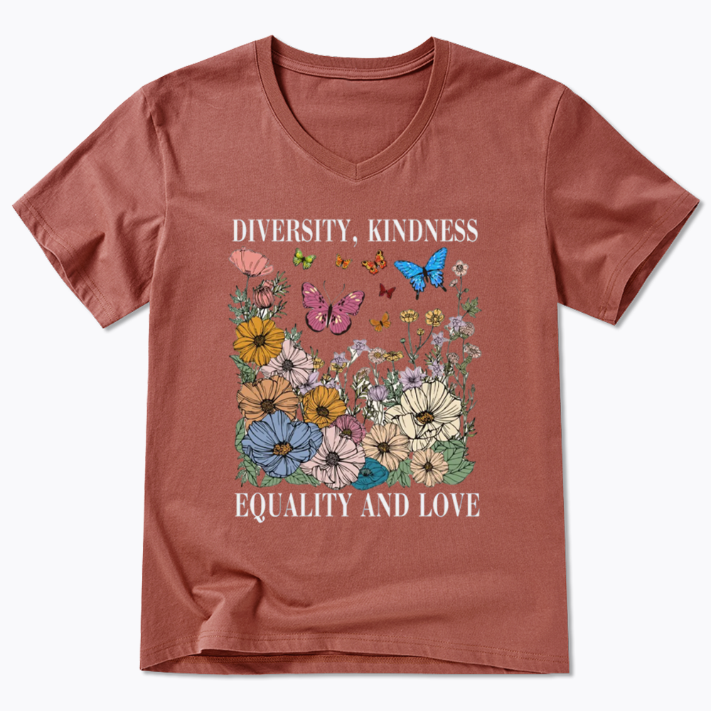 Summer Diversity Kindness Garden V-Neck Classic T-Shirt