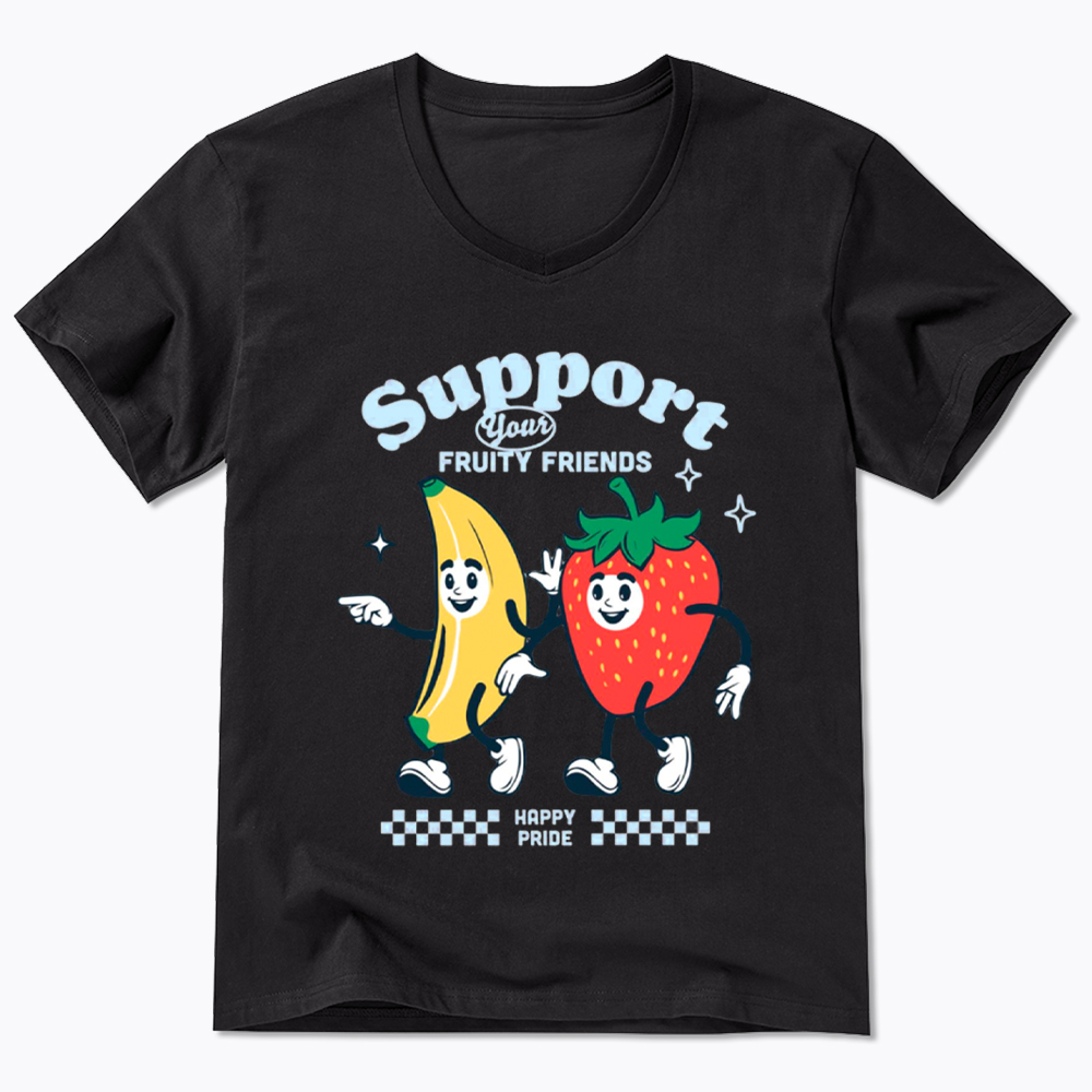 Support Your Fruity Friends Happy Pride V-Neck Classic T-Shirt