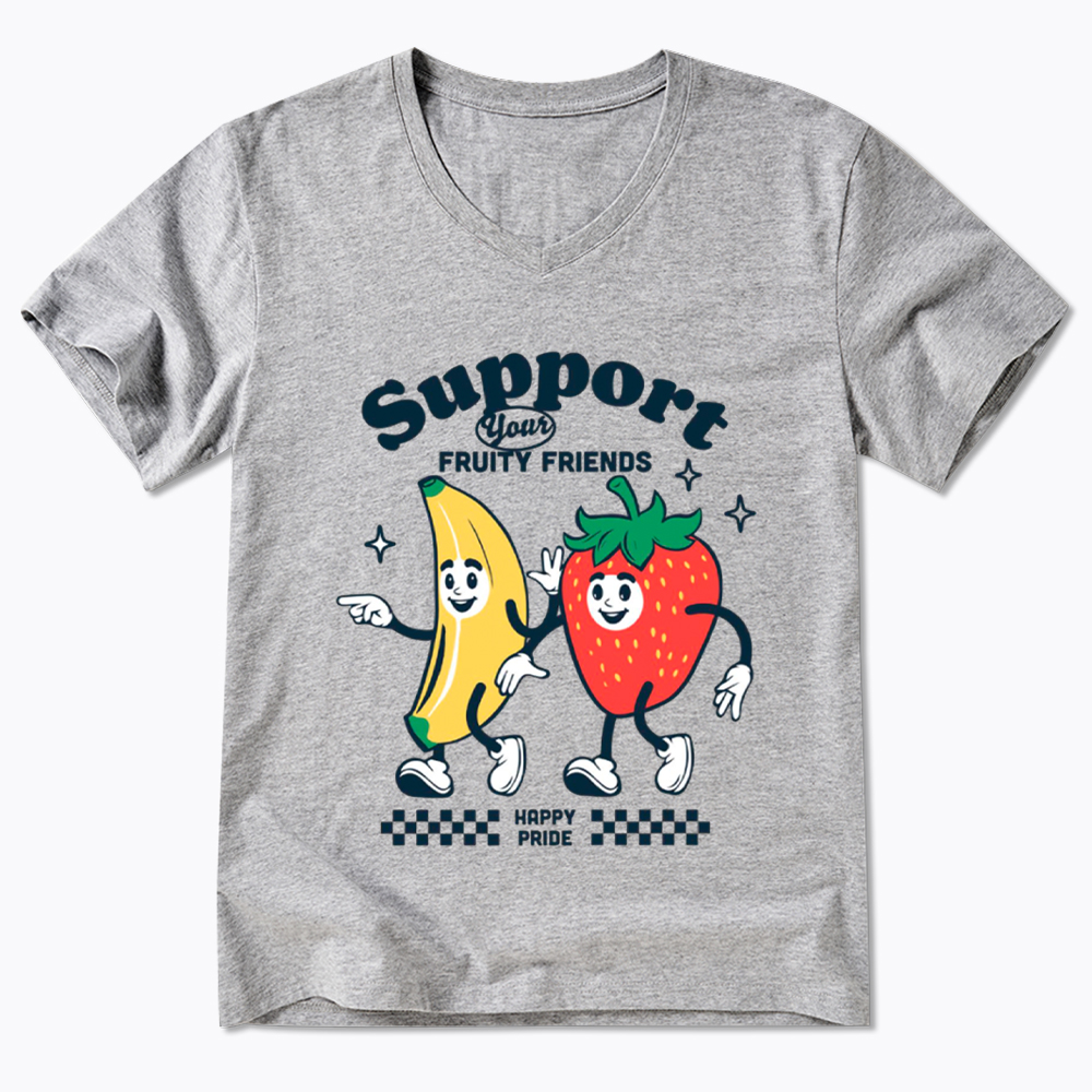 Support Your Fruity Friends Happy Pride V-Neck Classic T-Shirt
