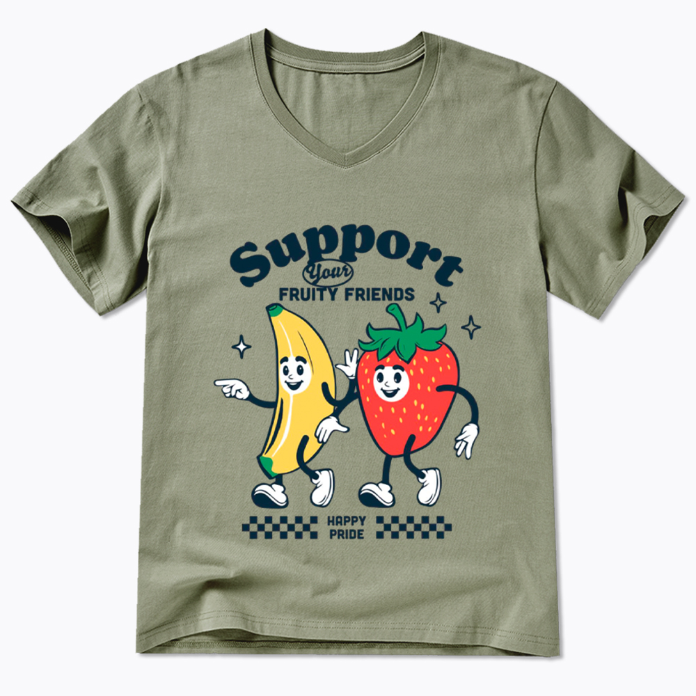 Support Your Fruity Friends Happy Pride V-Neck Classic T-Shirt