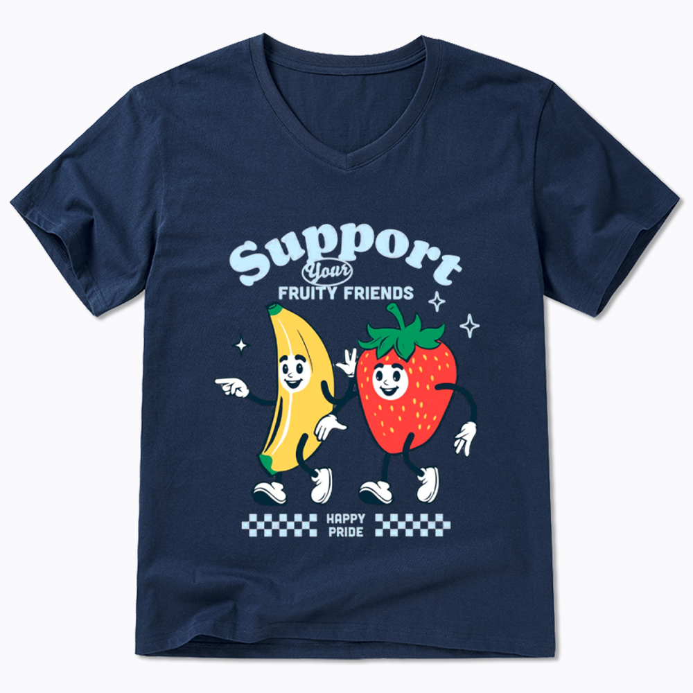 Support Your Fruity Friends Happy Pride V-Neck Classic T-Shirt