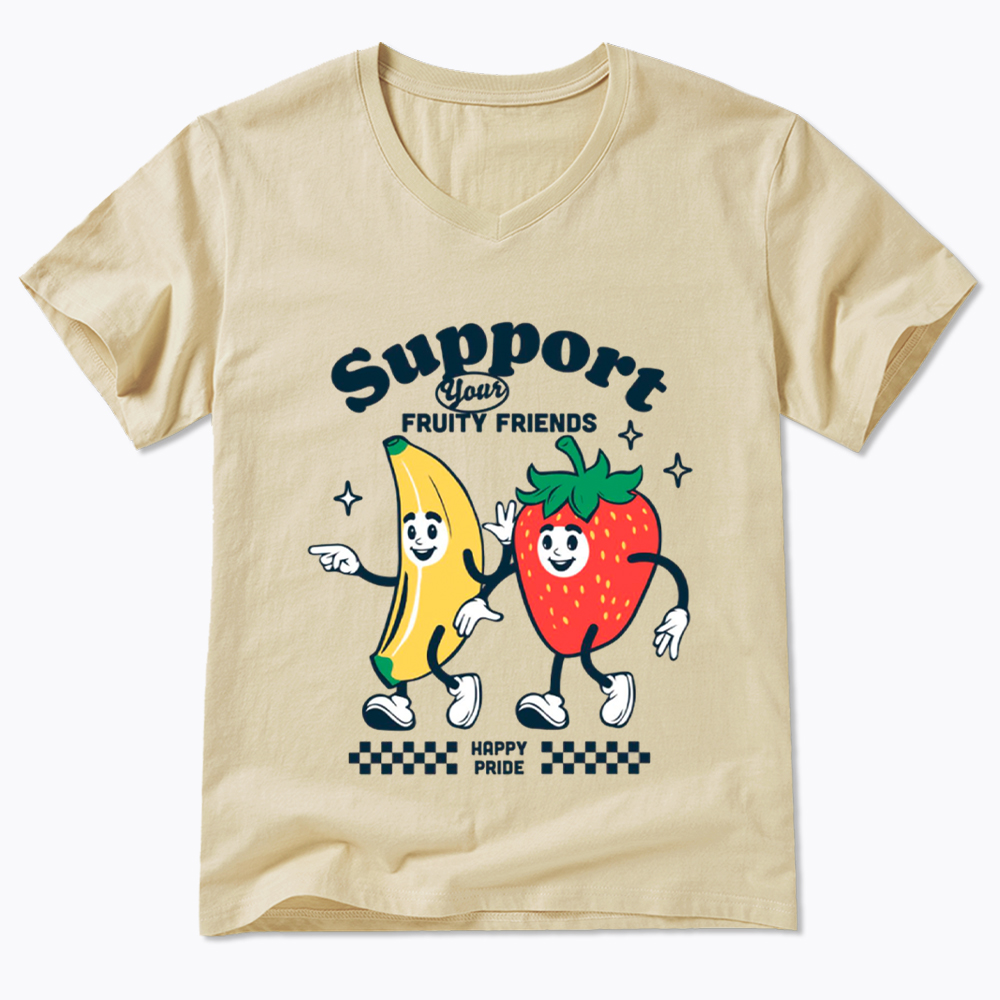 Support Your Fruity Friends Happy Pride V-Neck Classic T-Shirt
