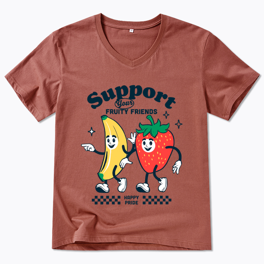 Support Your Fruity Friends Happy Pride V-Neck Classic T-Shirt