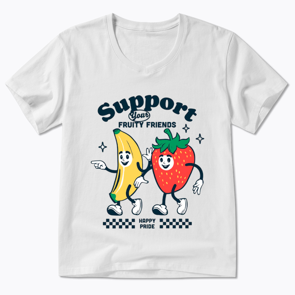 Support Your Fruity Friends Happy Pride V-Neck Classic T-Shirt