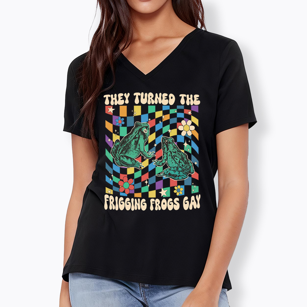 They Turned The Frigging Frogs Gay V-Neck Classic T-Shirt