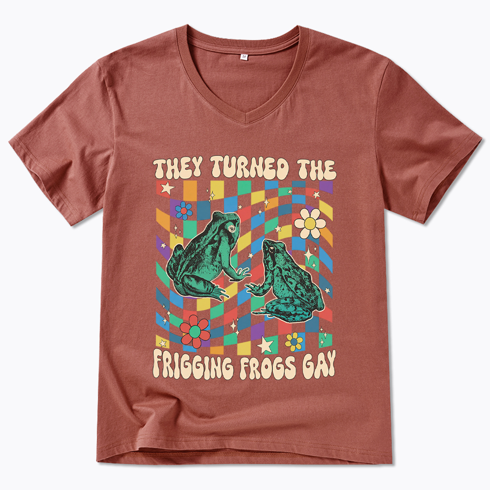 They Turned The Frigging Frogs Gay V-Neck Classic T-Shirt