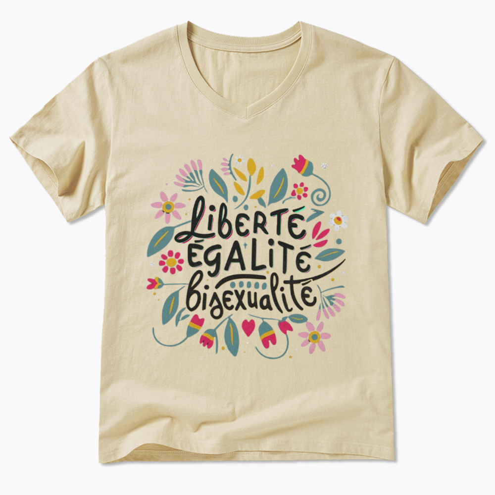 Liberté Égalité Bisexualité V-Neck Classic T-Shirt