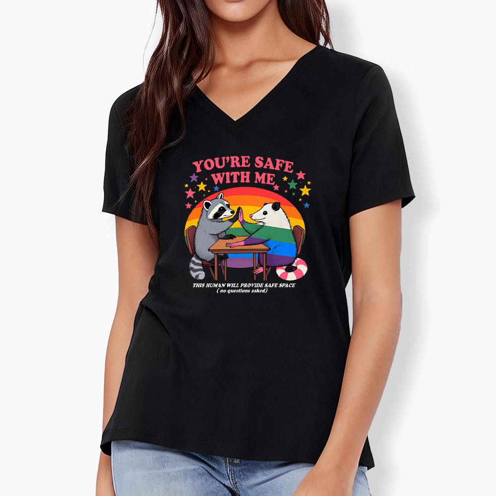 You Are Safe With Me V-Neck Classic T-Shirt