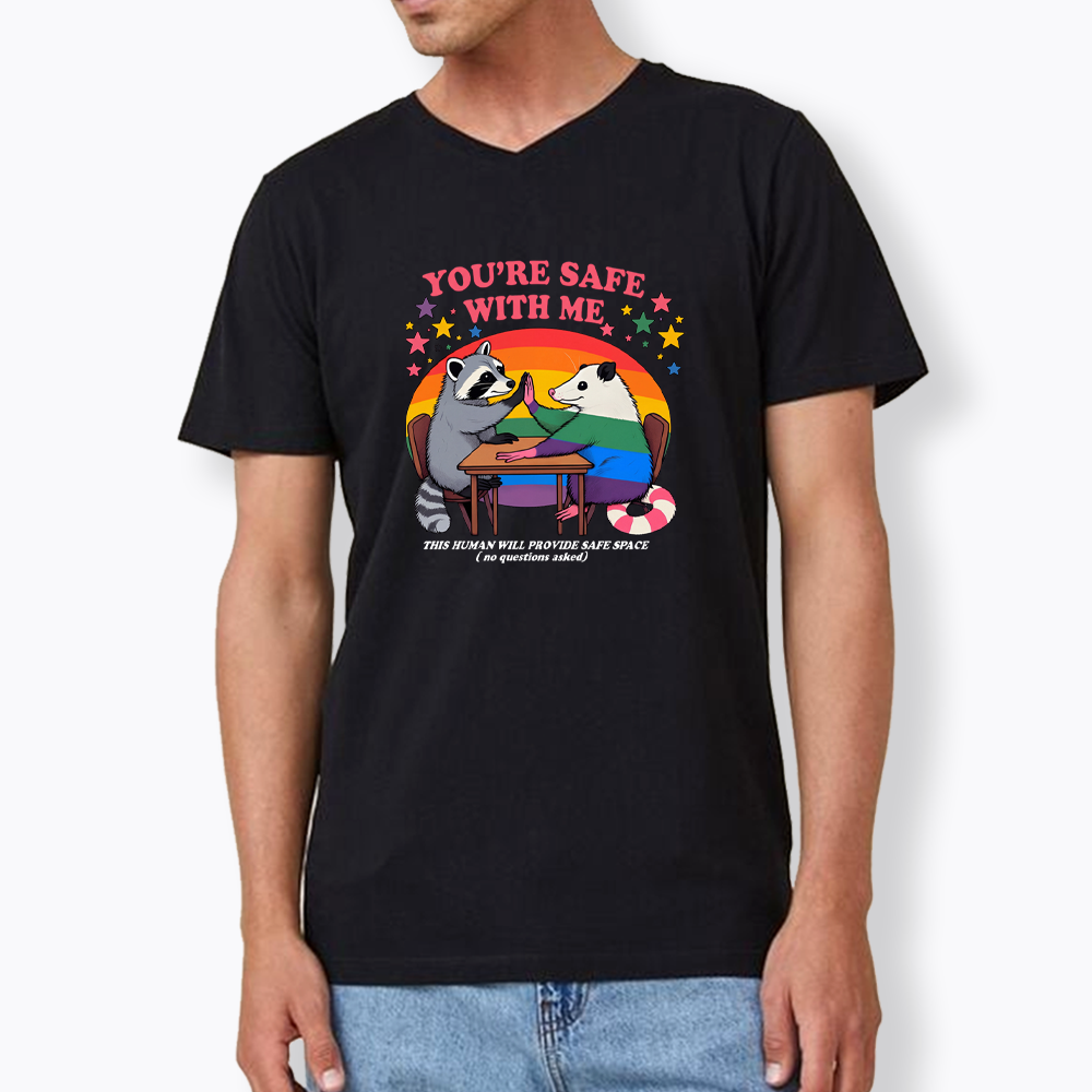 You Are Safe With Me V-Neck Classic T-Shirt