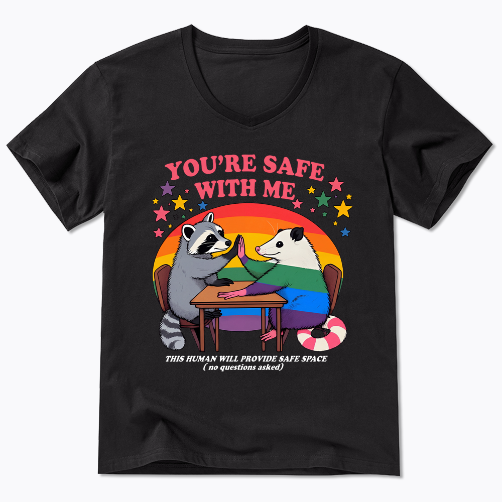 You Are Safe With Me V-Neck Classic T-Shirt