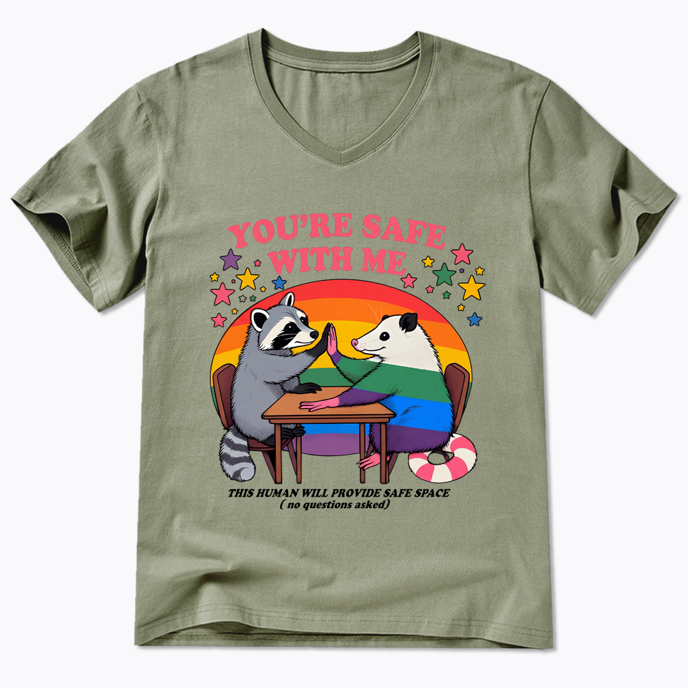 You Are Safe With Me V-Neck Classic T-Shirt