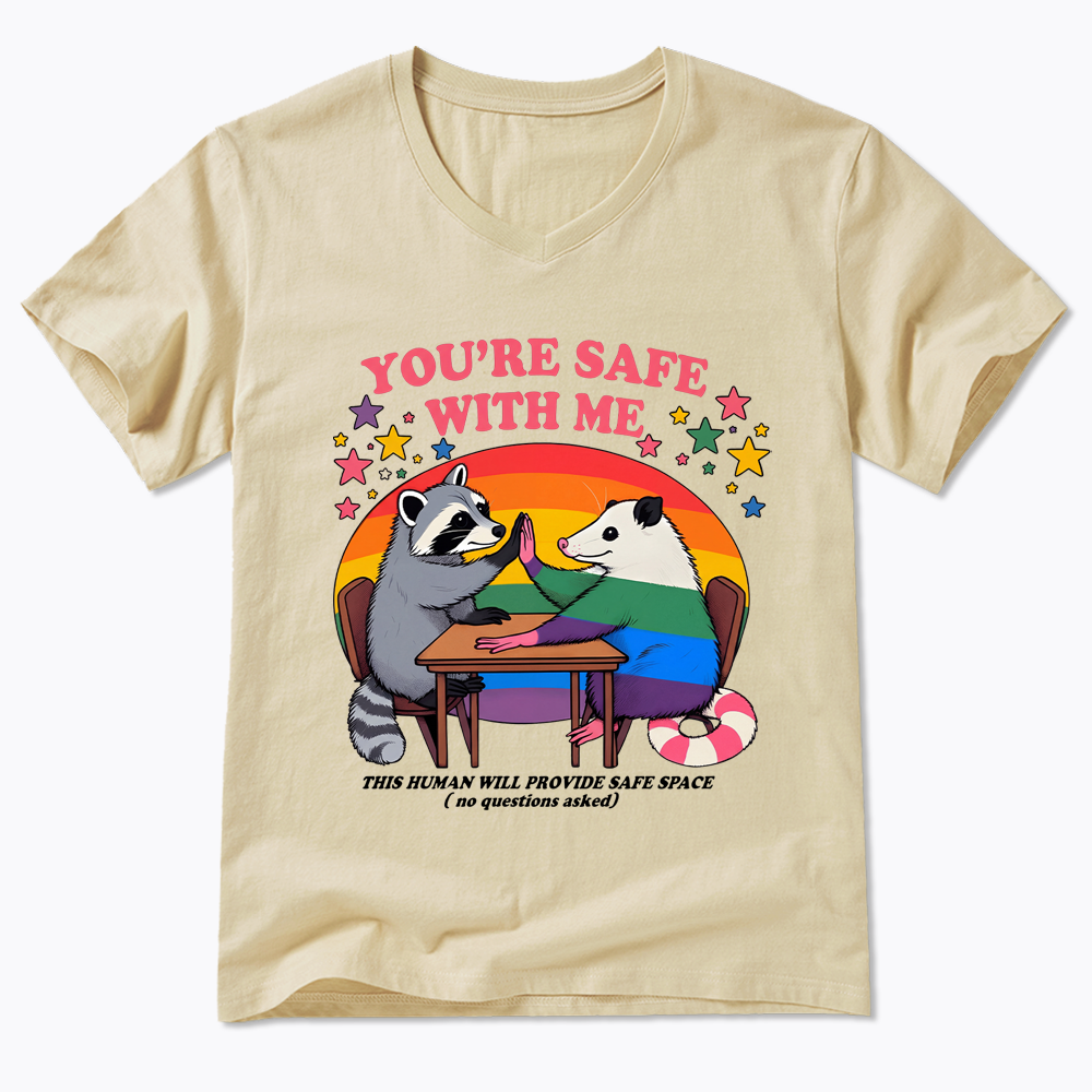 You Are Safe With Me V-Neck Classic T-Shirt