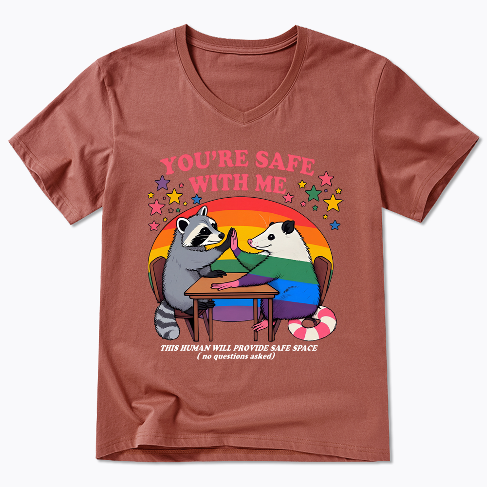 You Are Safe With Me V-Neck Classic T-Shirt