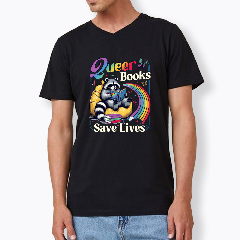 Queer Books Save Lives V-Neck Classic T-Shirt