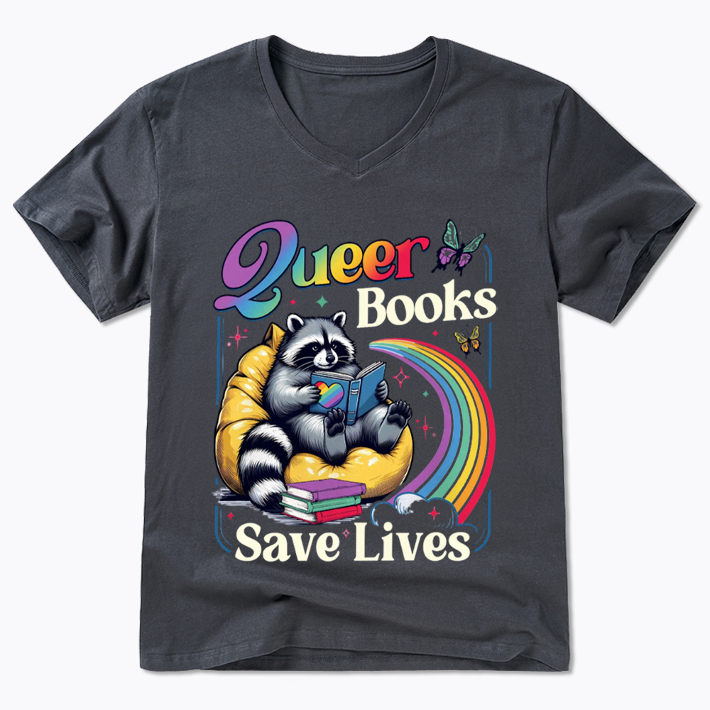 Queer Books Save Lives V-Neck Classic T-Shirt