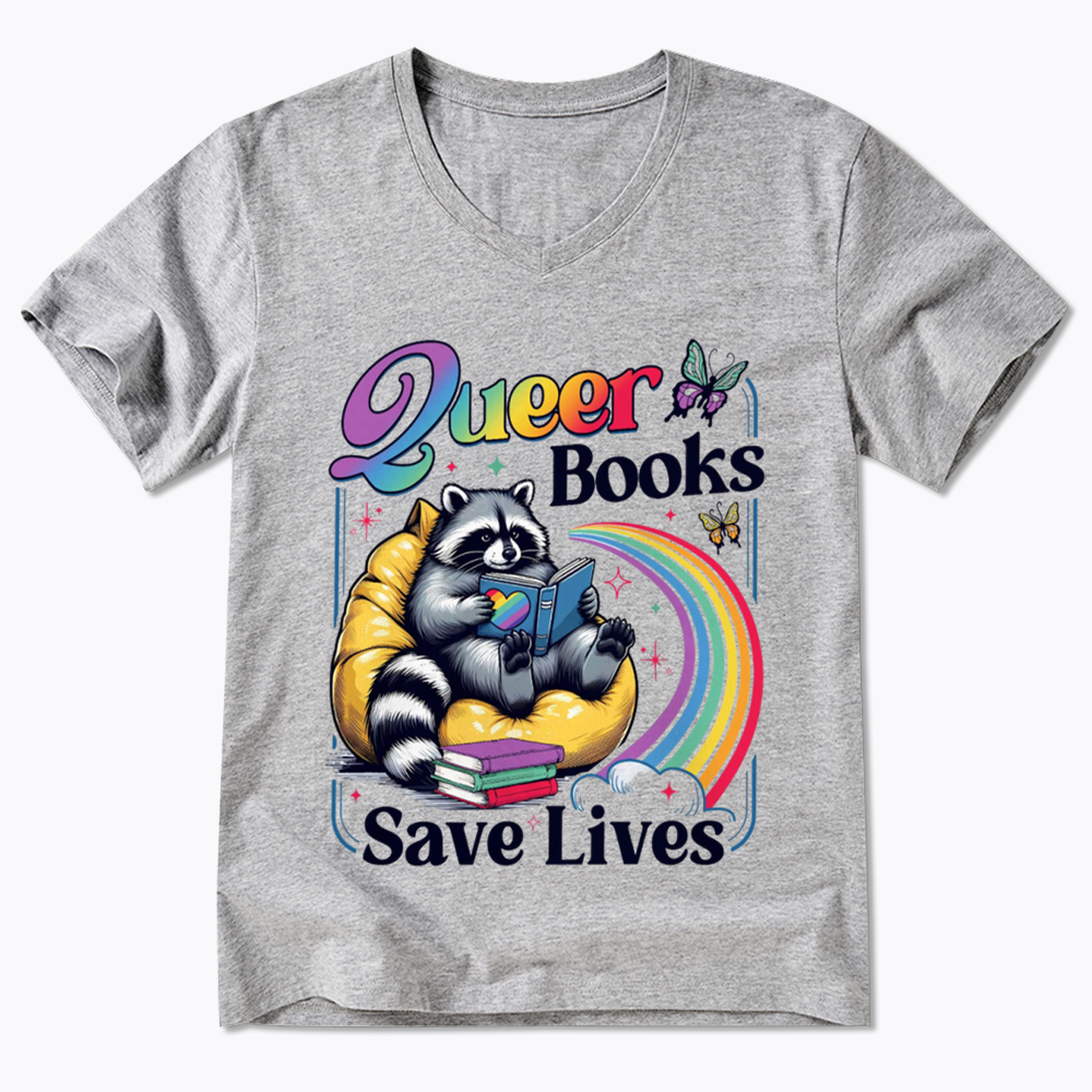 Queer Books Save Lives V-Neck Classic T-Shirt