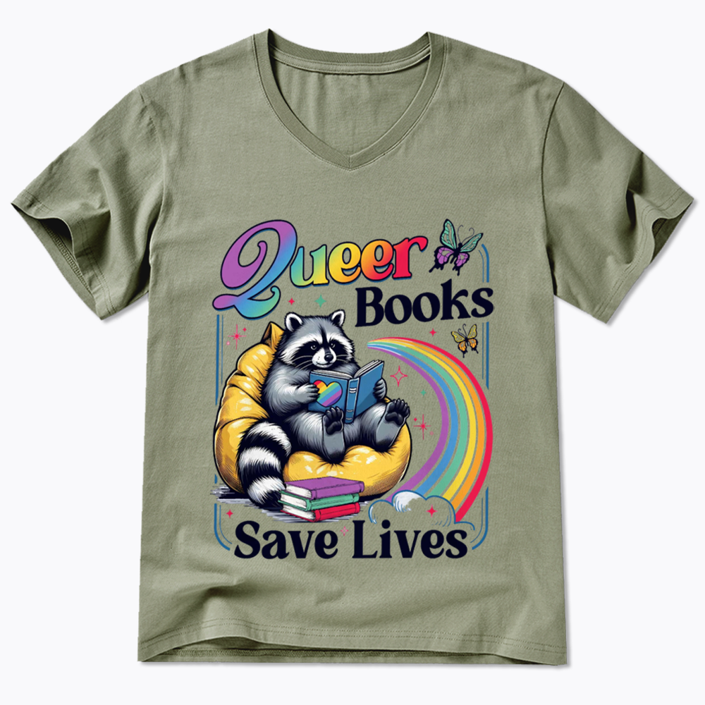 Queer Books Save Lives V-Neck Classic T-Shirt
