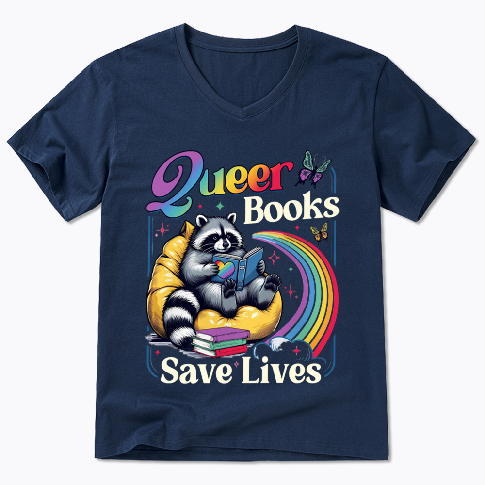 Queer Books Save Lives V-Neck Classic T-Shirt