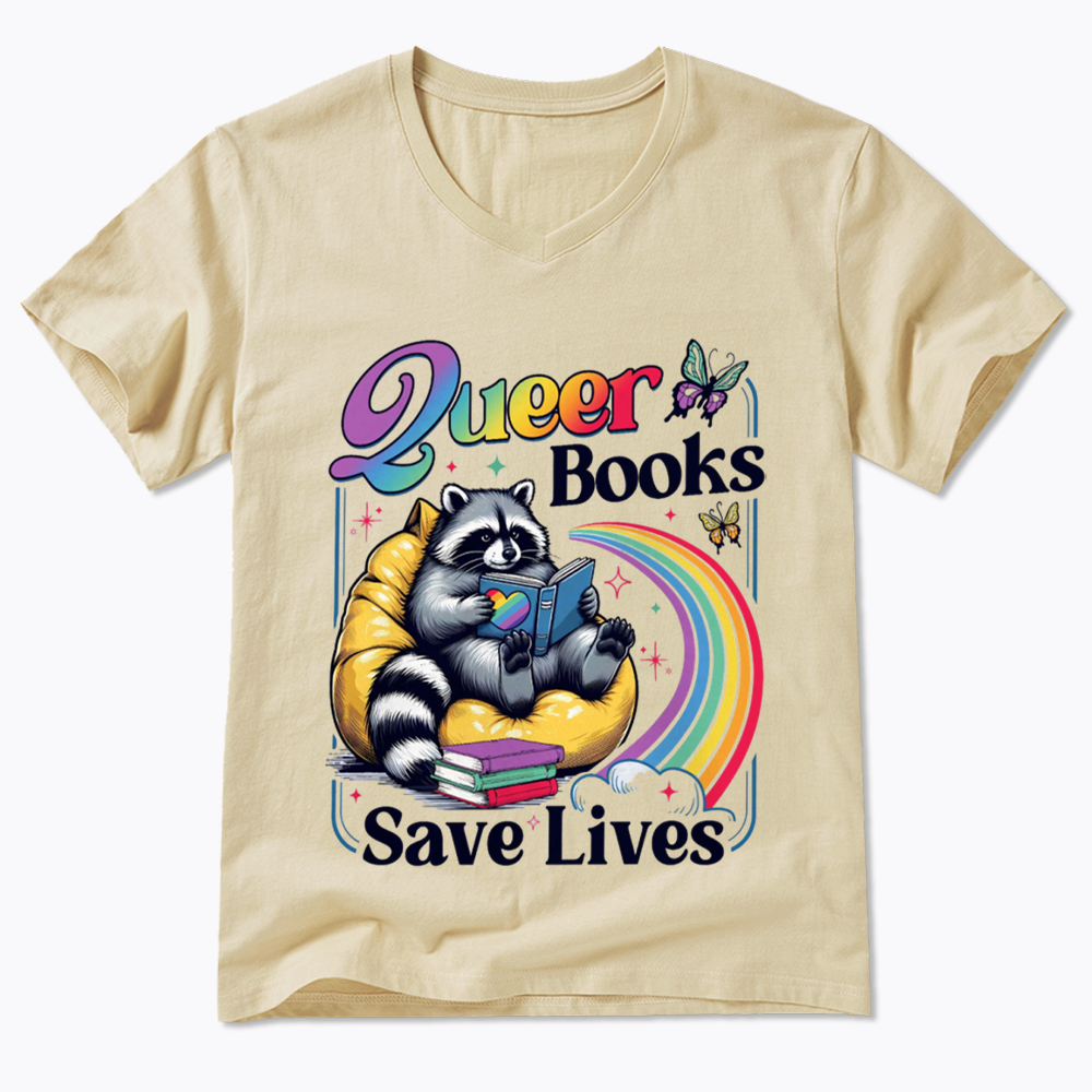 Queer Books Save Lives V-Neck Classic T-Shirt