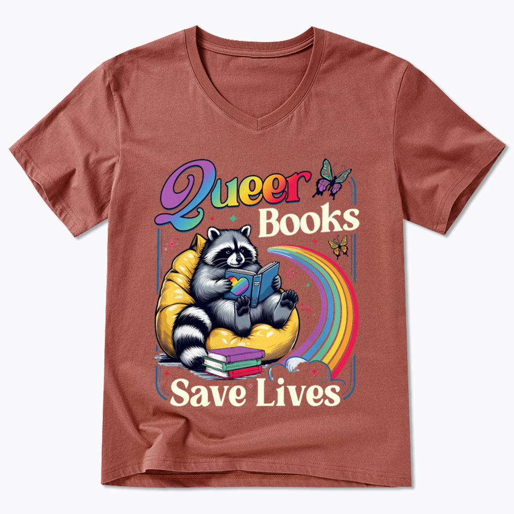 Queer Books Save Lives V-Neck Classic T-Shirt