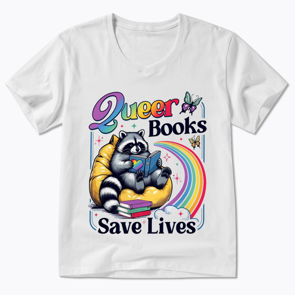 Queer Books Save Lives V-Neck Classic T-Shirt