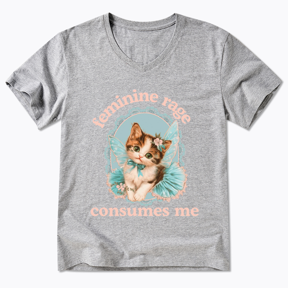 Feminine Rage Consumes Me V-Neck Classic T-Shirt