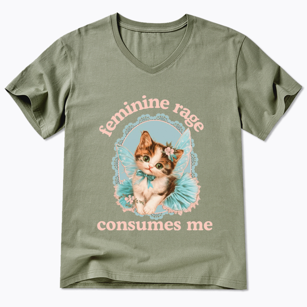 Feminine Rage Consumes Me V-Neck Classic T-Shirt