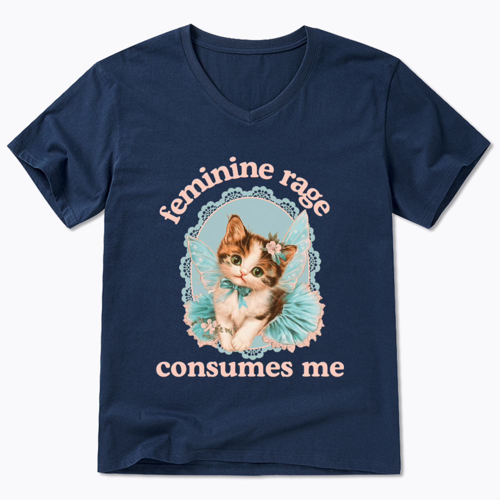 Feminine Rage Consumes Me V-Neck Classic T-Shirt