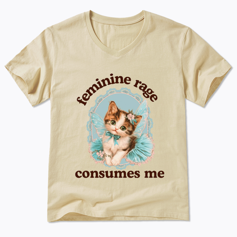 Feminine Rage Consumes Me V-Neck Classic T-Shirt