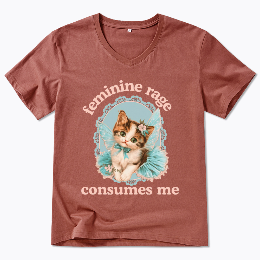 Feminine Rage Consumes Me V-Neck Classic T-Shirt