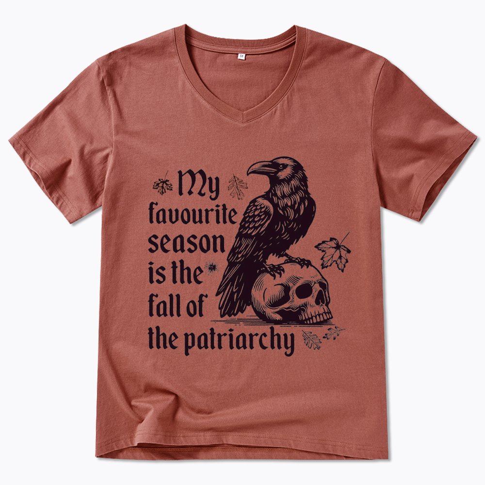 Fall of Patriarchy Skull Feminist V-Neck Classic T-Shirt